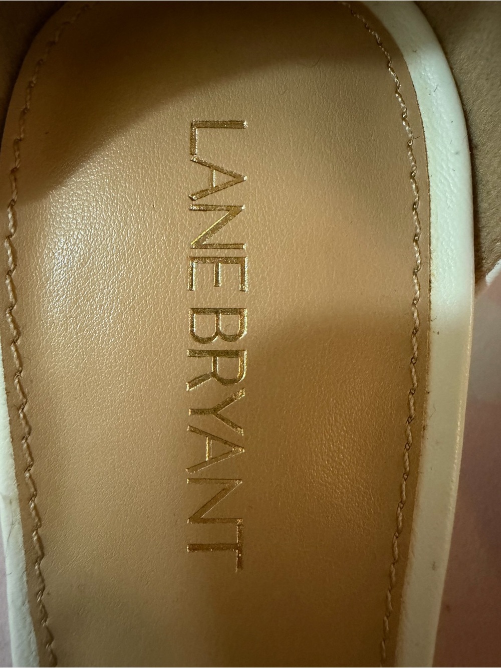 Lane Bryant Ivory Cream Laser Cut Ankle Strap Heels Size 8W - Picture 6 of 11